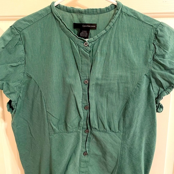 Calvin Klein Jeans green and white striped top - Picture 7 of 11